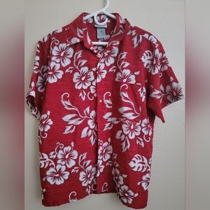 EXTREME Gear, mens Hawaiian button down red and white, size medium shirt.